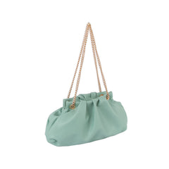 Slouchy Soft Leather Clutch With Gold Chain