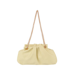 Slouchy Soft Leather Clutch With Gold Chain