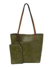 2 in 1 Fashion Leather Tote Hobo Bag