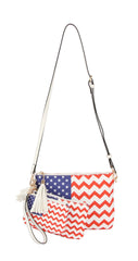 3 In 1 Us Flag Crossbody And Pouch Set