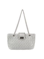 Embossed Leather Convertible Chain Shoulder Bag