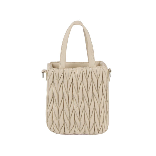 Woven design top handle bucket bag with crossbody chain