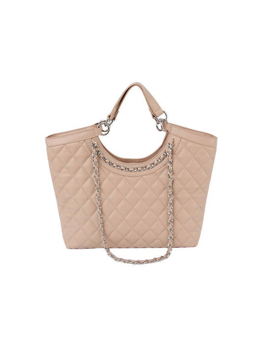 Chain detail leather tote bag
