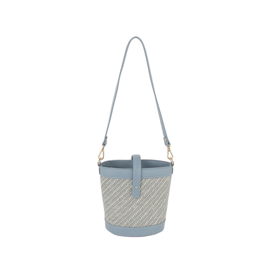 Classic diagonal pattern crossbody bucket bag