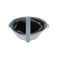 Classic Diagonal Pattern Crossbody Bucket Bag