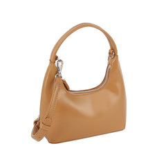 Shiny Leather Hobo With Crossbody Strap
