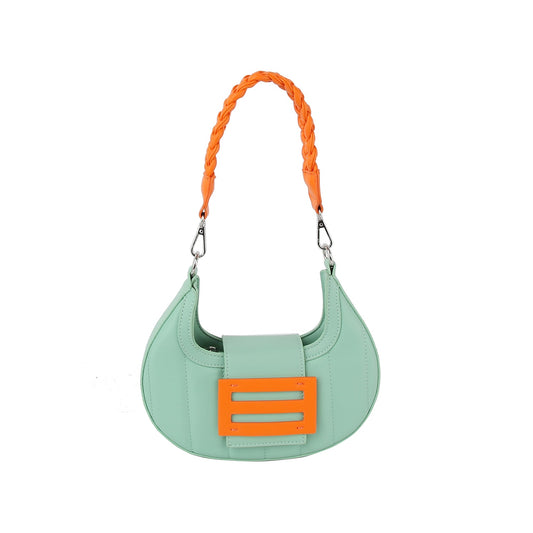 Pop color soft leather hobo shoulder bag