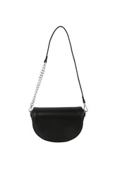 Front flap leather shoulder bag