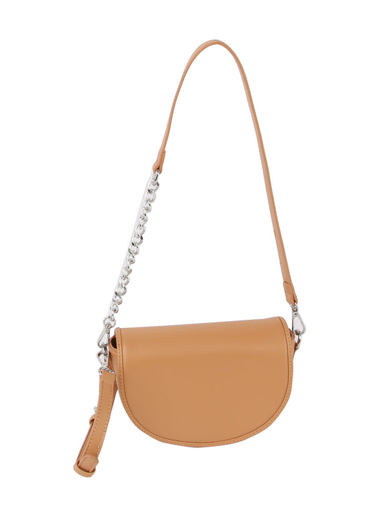 Front flap leather shoulder bag