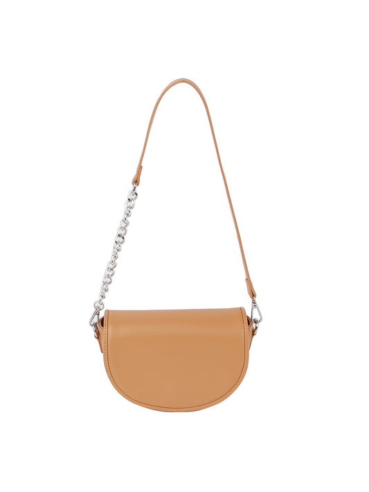 Front flap leather shoulder bag