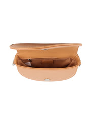 Front flap leather shoulder bag