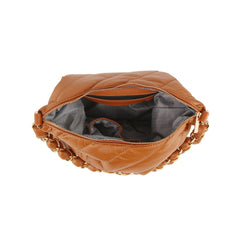 Puffy Leather Chain Point Handle Shoulder Bag