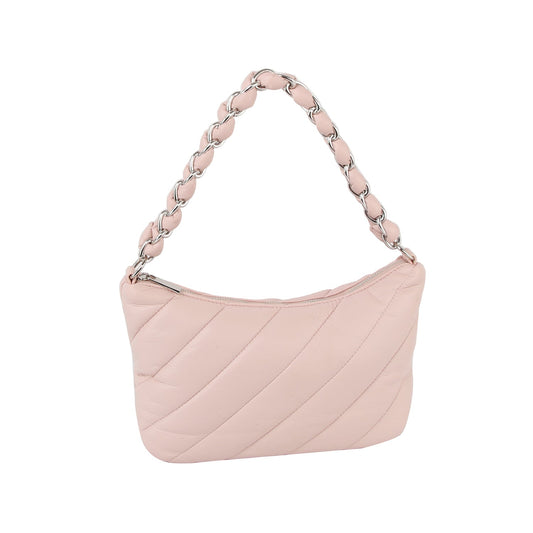 Puffy leather chain point handle shoulder bag