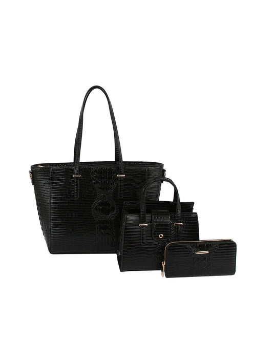 3 in 1 crocodile leather bag, satchel and purse set
