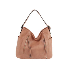 Front Zipper Detail Trendy Hobo Shoulder Bag
