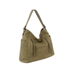 Front Zipper Detail Trendy Hobo Shoulder Bag