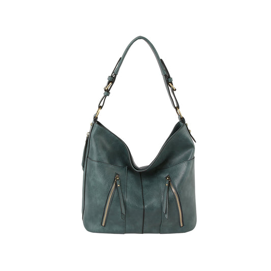 Trendy design two front zipper hobo shoulder bag