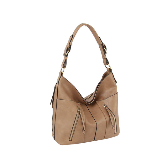 Trendy design two front zipper hobo shoulder bag
