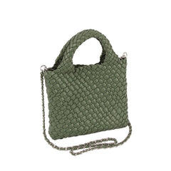Woven Mini Handle Tote With Matching Pouch