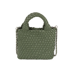 Woven Mini Handle Tote With Matching Pouch