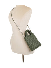 Woven Mini Handle Tote With Matching Pouch