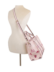 2 in 1 monogram pattern top handle tote with matching purse set