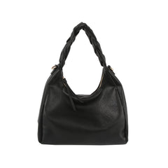 Braided Handle Point Hobo Shoulder Bag