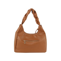 Braided Handle Point Hobo Shoulder Bag