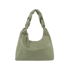 Braided Handle Point Hobo Shoulder Bag
