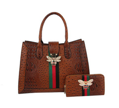 Hf Embossed Bee Accented Tote Set