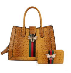 Hf Embossed Bee Accented Tote Set
