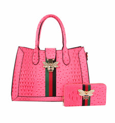 Hf Embossed Bee Accented Tote Set