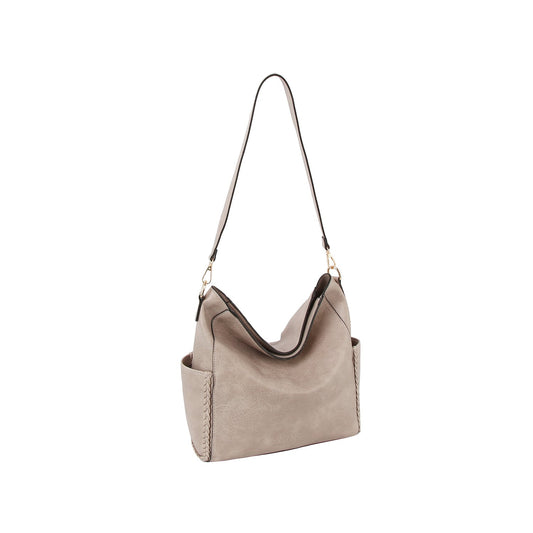 Woven detail side pocket daily shoulder bag