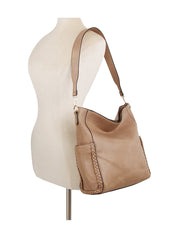 Woven detail side pocket daily shoulder bag