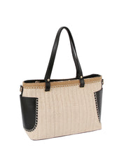 Vacation tote bag with two leather side pockets