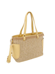 Vacation tote bag with two leather side pockets