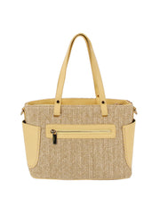 Vacation tote bag with two leather side pockets