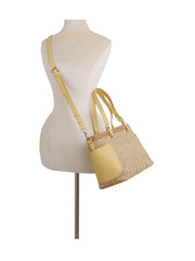 Vacation tote bag with two leather side pockets