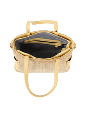 Vacation tote bag with two leather side pockets