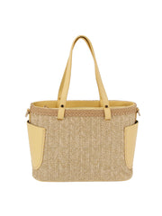 Vacation tote bag with two leather side pockets