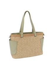 Vacation tote bag with two leather side pockets