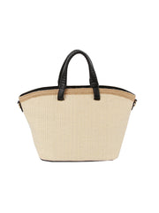 Vacation straw tote bag with braided handle