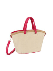 Vacation straw tote bag with braided handle