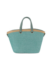 Vacation straw tote bag with braided handle
