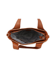 Color point leather handle straw tote