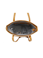 Straw vacation bag with front leather pocket