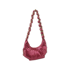 Puffy Chain Hobo Crossbody Bag With Metallic Shine