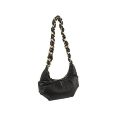 Puffy Chain Hobo Crossbody Bag With Metallic Shine