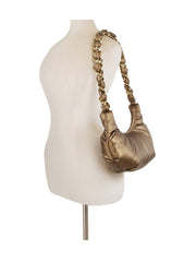 Puffy Chain Hobo Crossbody Bag With Metallic Shine
