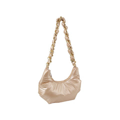 Puffy Chain Hobo Crossbody Bag With Metallic Shine